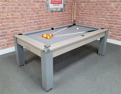 Signature Warwick Pool Dining Table: Grey Oak Finish, 7ft - Warehouse Clearance