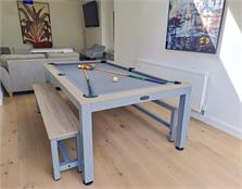 Signature Strickland American Pool Dining Table: Light Grey & Oak - 7ft