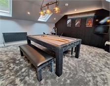 Signature Chester Black Solid Wood Pool Dining Table: 6ft, 7ft